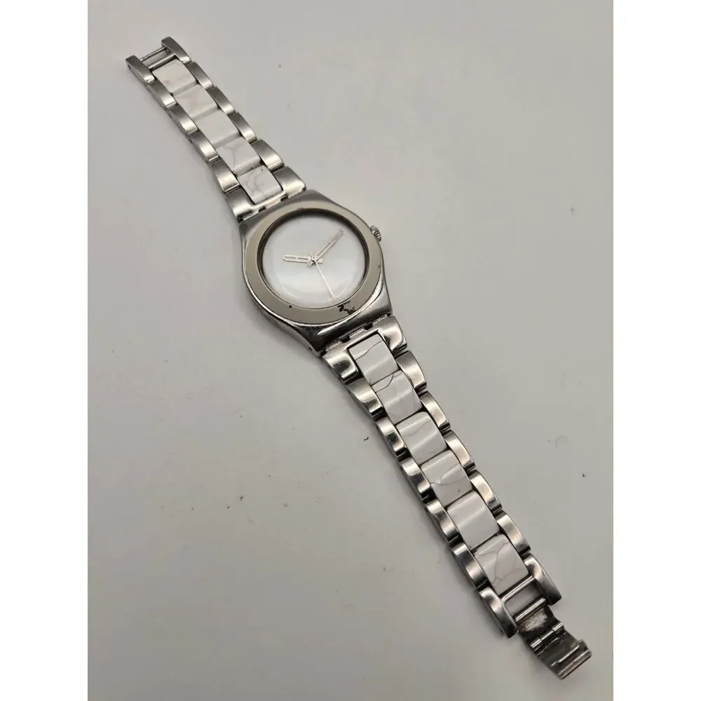 Swatch Irony Quartz Watch White Dial Stainless Steel
